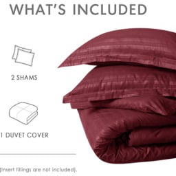Satin Stripe Duvet Covers - Burgundy / King - thumbnail 5