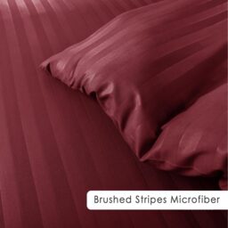 Satin Stripe Duvet Covers - Burgundy / King - thumbnail 4