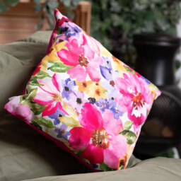 Watercolour Floral Print Outdoor Cushion (Set of 4) - Pink - thumbnail 5