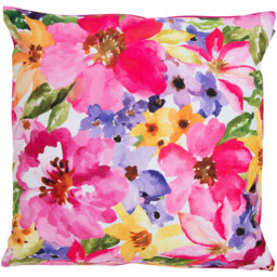 Watercolour Floral Print Outdoor Cushion (Set of 4) - Pink - thumbnail 4