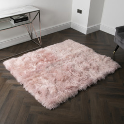Long Hair Sheepskin Cushion - Pink - thumbnail 5