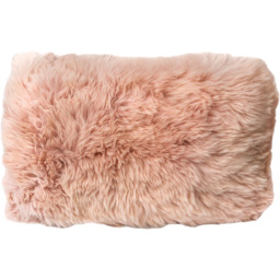 Long Hair Sheepskin Cushion - Pink - thumbnail 4