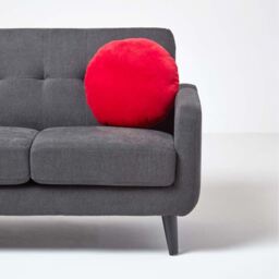 Velvet Round Cushion - Red - thumbnail 4