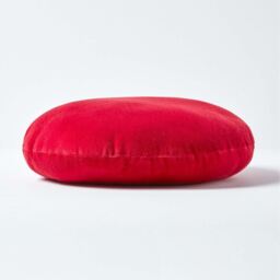 Velvet Round Cushion - Red - thumbnail 2
