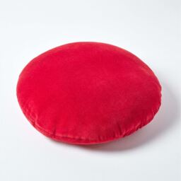 Velvet Round Cushion - Red - thumbnail 3