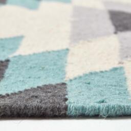 Homescapes Helsinki Geometric Kilim Wool Rug - Blue / 150cm - thumbnail 4