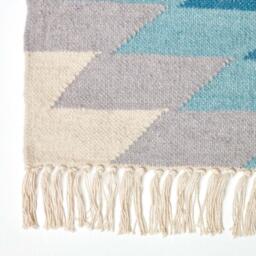 Homescapes Helsinki Geometric Kilim Wool Rug - Blue / 150cm - thumbnail 3