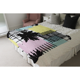 Geometric Shape  Leaf Print Blanket - Yellow - thumbnail 4