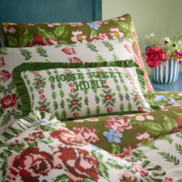 Feeoni Ruffle Ruffled Cotton Cushion - Willow Green / 80 Feather 20 Polyester - thumbnail 5