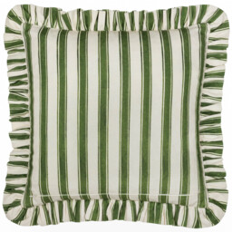 Feeoni Ruffle Ruffled Cotton Cushion - Willow Green / 80 Feather 20 Polyester - thumbnail 2