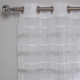 Sienna Pair of Diamante Voile Net Curtain Eyelet Top - White - thumbnail 3