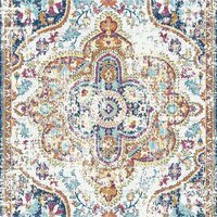 Bold Distressed Traditional Medallion Living Area Rug - Multicolour / 240 x 60cm - thumbnail 1