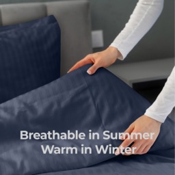 Hotel Quality Stripe Duvet Cover Set Blue - Blue / 230cm - thumbnail 5