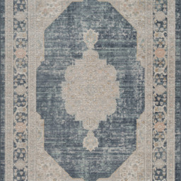 Maia Washable Low Pile Non Slip Traditional Floral Area Rug Living Room Hallway - Navy / 220cm - thumbnail 4