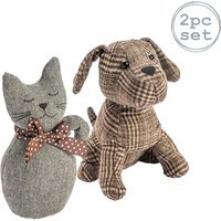 Cat  Dog Door Stops Set Milo  Jasper - Brown - image 1