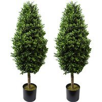 Pair of Buxus Ball Cone Artificial Tree UV Resistant Outdoor - Boxwood UV Cone