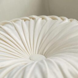 Round Pleated Pumpkin Velvet Cushion(Set of 2) - Beige / 45cm - thumbnail 2