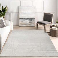 Novu Modern Abstract Geometric Living Room Area Rug Metallic- Mirage Beige - Beige / 170cm - image 1