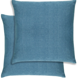 Pair of Matrix Textured Cushion Covers - 43x43cm - Cases Only - Teal - thumbnail 3