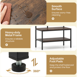 Industrial Coat Rack Hall Tree with Bench - Brown - thumbnail 4
