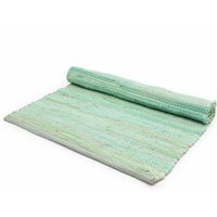 Large Indian Handloom Cotton Rug Aqua Soft Vibrant Decor Piece - Green