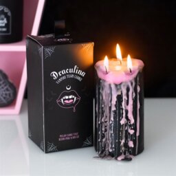 Large Pink Vampire Tears Pillar Candle Gothic Glam Home Decor - Black - thumbnail 2