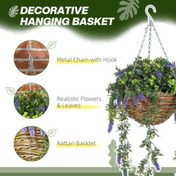 HOMCOM Set of 2 Artificial Plants Lavender Flowers for Dcor Purple - Purple - thumbnail 4