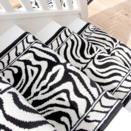 Zebra Cut To Measure Stair Carpet Runner 70cm Wide - Black & White / 182cm - thumbnail 2