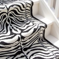 Zebra Cut To Measure Stair Carpet Runner 70cm Wide - Black & White / 182cm - thumbnail 1