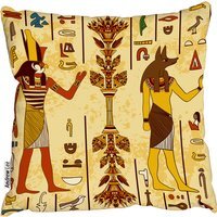 Egyptian Gods And Ancient Egyptian Hieroglyphs Cushion - Orange / 60cm