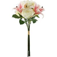 Artificial Vintage Lily Mix Bouquet 39cm - Cream/Pink - thumbnail 1