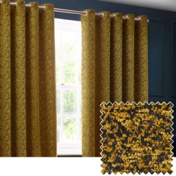 Galaxy Chenille Eyelet Curtains - Gold / 168cm / 183cm - thumbnail 5