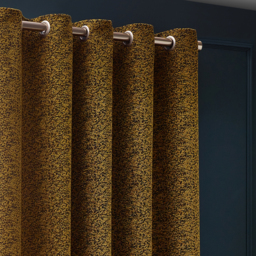 Galaxy Chenille Eyelet Curtains - Gold / 168cm / 183cm - thumbnail 2