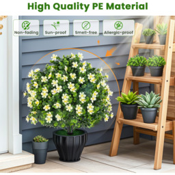 2 Pack Artificial Boxwood Topiary Ball Tree - Green & White - thumbnail 4