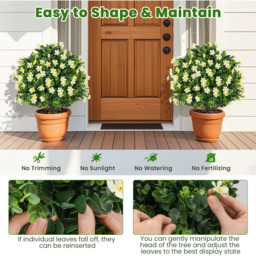 2 Pack Artificial Boxwood Topiary Ball Tree - Green & White - thumbnail 5