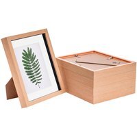 "3D Box Photo Frame - 8x10"" with 5 x 7"" Mount - Pack of 5 - Light Wood"