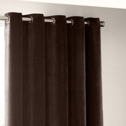 Heavy Chenille Velvet Room Darkening Eyelet Curtains - Brown / 168cm / 229cm - thumbnail 4