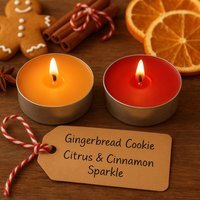 24 Christmas Scented Tealights Gingerbread Citrus Cinnamon 3H Burn - Red Orange
