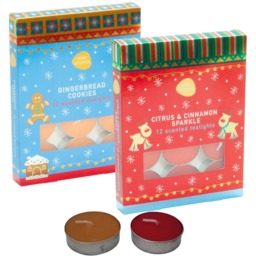 24 Christmas Scented Tealights Gingerbread Citrus Cinnamon 3H Burn - Red Orange - thumbnail 2