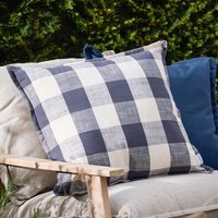 Chesil Check Cotton Outdoor Cushion - Navy