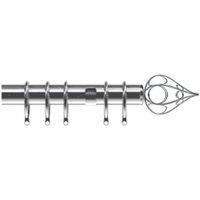 25-28mm Divine End Chrome Metal Curtain Pole Set - Chrome / 120cm