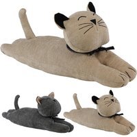 Large Weighted Cat Door Stop Animal Design Home Decor - Beige