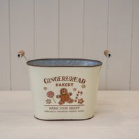 Small Cream 'Gingerbread Bakery' Oval Planter - Cream