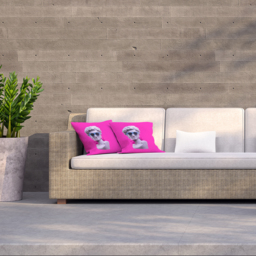 Plaster Statue Of David'S Head In Blue Sunglasses Outdoor Cushion - Pink / 60cm - thumbnail 2