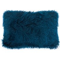 Bosie Real Mongolian Fur Teal Rectangular Cushion - Blue