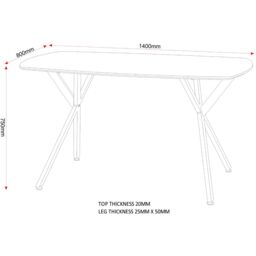Athens Rectangular Dining Table - Concrete Effect - thumbnail 3