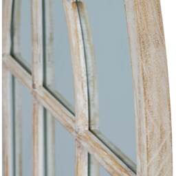 Large Natural Arched Wooden Windowpane Wall Mirror - Beige - thumbnail 5