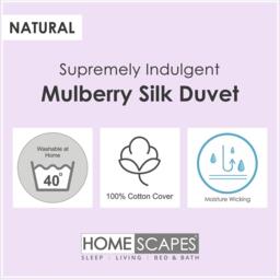 Homescapes Mulberry Silk 13.5 Tog Duvet - White / Single - thumbnail 5