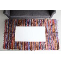 Large Velvet Cotton Indian Rug Colorful Handmade Home Decor - Multi - image 1