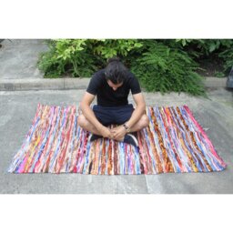 Large Velvet Cotton Indian Rug Colorful Handmade Home Decor - Multi - thumbnail 5